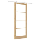 Skydedør 93 x 232 cm Massivt fyrretræ og glas Naturfarvet