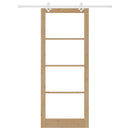 Skydedør 93 x 232 cm Massivt fyrretræ og glas Naturfarvet