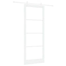 Skydedør 93 x 232 cm Massivt fyrretræ og glas Hvid