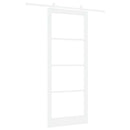 Skydedør 93 x 232 cm Massivt fyrretræ og glas Hvid