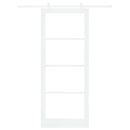 Skydedør 93 x 232 cm Massivt fyrretræ og glas Hvid