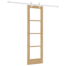 Skydedør 61 x 198,5 cm Massivt fyrretræ og glas Naturfarvet