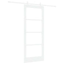 Skydedør 83 x 202 cm Massivt fyrretræ og glas Hvid
