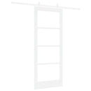 Skydedør 83 x 202 cm Massivt fyrretræ og glas Hvid