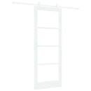 Skydedør 83 x 211 cm Massivt fyrretræ og glas Hvid