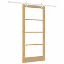 Skydedør 93 x 202 cm Massivt fyrretræ og glas Naturfarvet