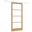 Skydedør 93 x 202 cm Massivt fyrretræ og glas Naturfarvet