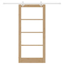 Skydedør 93 x 202 cm Massivt fyrretræ og glas Naturfarvet