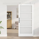 Skydedør 93 x 202 cm Massivt fyrretræ og glas Hvid