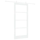 Skydedør 93 x 202 cm Massivt fyrretræ og glas Hvid