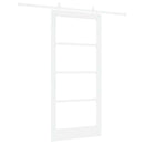 Skydedør 93 x 202 cm Massivt fyrretræ og glas Hvid