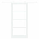 Skydedør 93 x 202 cm Massivt fyrretræ og glas Hvid