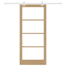 Skydedør 93 x 211 cm Massivt fyrretræ og glas Naturfarvet