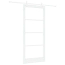 Skydedør 93 x 211 cm Massivt fyrretræ og glas Hvid