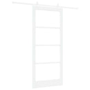 Skydedør 93 x 211 cm Massivt fyrretræ og glas Hvid