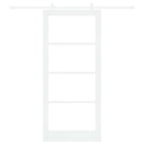 Skydedør 93 x 211 cm Massivt fyrretræ og glas Hvid