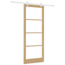 Skydedør 93 x 232 cm Massivt fyrretræ og glas Naturfarvet