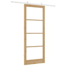 Skydedør 93 x 232 cm Massivt fyrretræ og glas Naturfarvet
