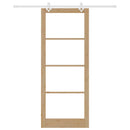 Skydedør 93 x 232 cm Massivt fyrretræ og glas Naturfarvet