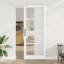 Skydedør 93 x 232 cm Massivt fyrretræ og glas Hvid