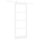 Skydedør 93 x 232 cm Massivt fyrretræ og glas Hvid
