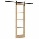 Skydedør 61 x 198,5 cm Massivt fyrretræ og glas Naturfarvet