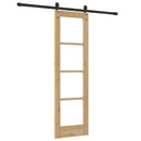 Skydedør 61 x 198,5 cm Massivt fyrretræ og glas Naturfarvet