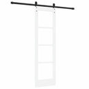 Skydedør 61 x 198,5 cm Massivt fyrretræ og glas Hvid