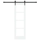 Skydedør 61 x 198,5 cm Massivt fyrretræ og glas Hvid