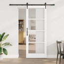 Skydedør 83 x 211 cm Massivt fyrretræ og glas Hvid