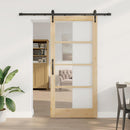 Skydedør 93 x 202 cm Massivt fyrretræ og glas Naturfarvet