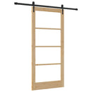 Skydedør 93 x 202 cm Massivt fyrretræ og glas Naturfarvet