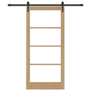 Skydedør 93 x 202 cm Massivt fyrretræ og glas Naturfarvet