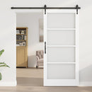 Skydedør 93 x 202 cm Massivt fyrretræ og glas Hvid