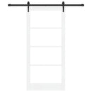 Skydedør 93 x 202 cm Massivt fyrretræ og glas Hvid