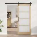 Skydedør 93 x 211 cm Massivt fyrretræ og glas Naturfarvet