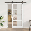Skydedør 93 x 211 cm Massivt fyrretræ og glas Hvid