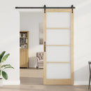 Skydedør 93 x 232 cm Massivt fyrretræ og glas Naturfarvet