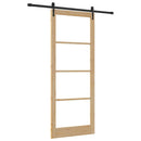 Skydedør 93 x 232 cm Massivt fyrretræ og glas Naturfarvet