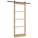 Skydedør 93 x 232 cm Massivt fyrretræ og glas Naturfarvet