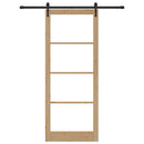 Skydedør 93 x 232 cm Massivt fyrretræ og glas Naturfarvet