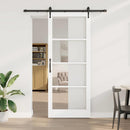 Skydedør 93 x 232 cm Massivt fyrretræ og glas Hvid