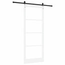Skydedør 93 x 232 cm Massivt fyrretræ og glas Hvid