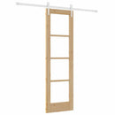 Skydedør 61 x 198,5 cm Massivt fyrretræ og glas Naturfarvet