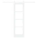 Skydedør 61 x 198,5 cm Massivt fyrretræ og glas Hvid