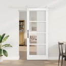 Skydedør 83 x 202 cm Massivt fyrretræ og glas Hvid