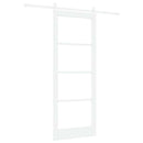 Skydedør 83 x 211 cm Massivt fyrretræ og glas Hvid