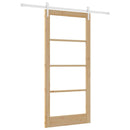 Skydedør 93 x 202 cm Massivt fyrretræ og glas Naturfarvet