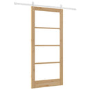 Skydedør 93 x 202 cm Massivt fyrretræ og glas Naturfarvet