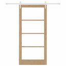 Skydedør 93 x 202 cm Massivt fyrretræ og glas Naturfarvet